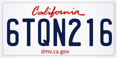 CA license plate 6TQN216