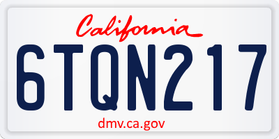 CA license plate 6TQN217