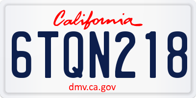 CA license plate 6TQN218