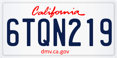 CA license plate 6TQN219