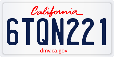 CA license plate 6TQN221