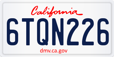 CA license plate 6TQN226