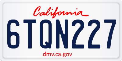 CA license plate 6TQN227