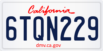 CA license plate 6TQN229