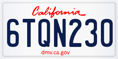 CA license plate 6TQN230