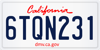 CA license plate 6TQN231