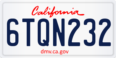 CA license plate 6TQN232