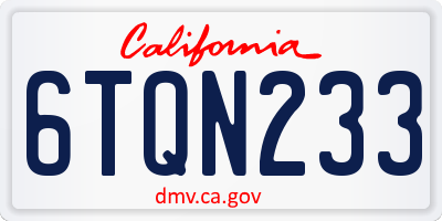 CA license plate 6TQN233