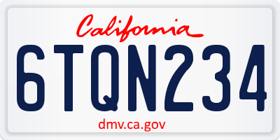 CA license plate 6TQN234