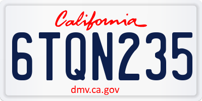 CA license plate 6TQN235