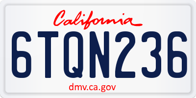 CA license plate 6TQN236