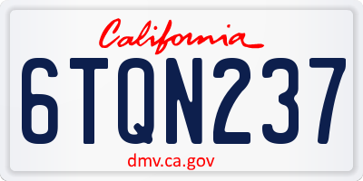 CA license plate 6TQN237