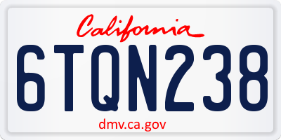 CA license plate 6TQN238