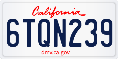 CA license plate 6TQN239