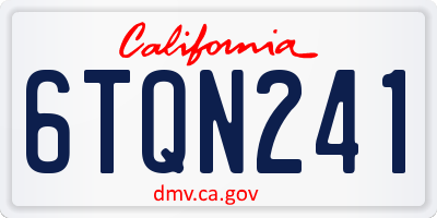 CA license plate 6TQN241