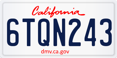 CA license plate 6TQN243