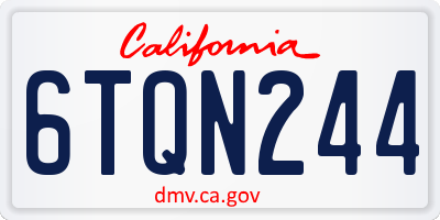 CA license plate 6TQN244