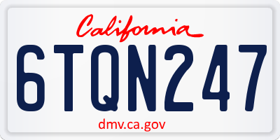 CA license plate 6TQN247