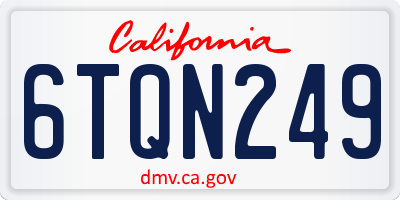 CA license plate 6TQN249