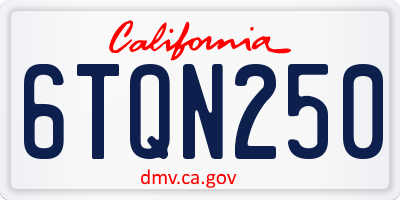 CA license plate 6TQN250