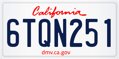 CA license plate 6TQN251