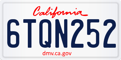 CA license plate 6TQN252