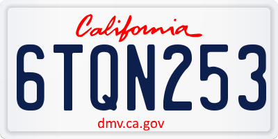 CA license plate 6TQN253