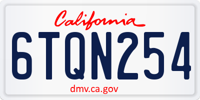 CA license plate 6TQN254