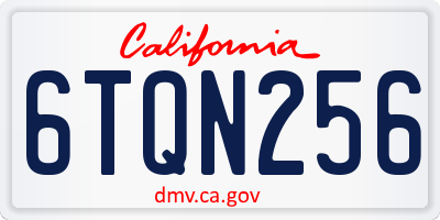 CA license plate 6TQN256