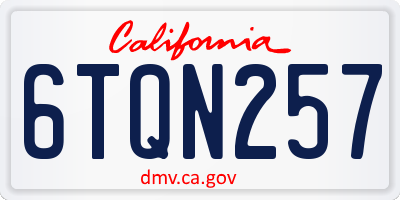 CA license plate 6TQN257