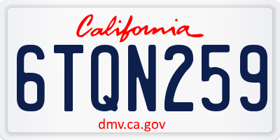 CA license plate 6TQN259