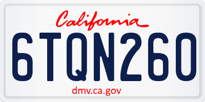 CA license plate 6TQN260