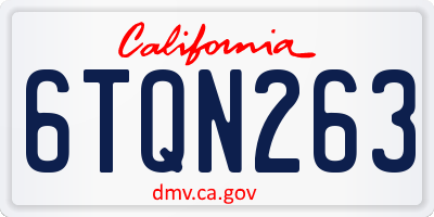 CA license plate 6TQN263