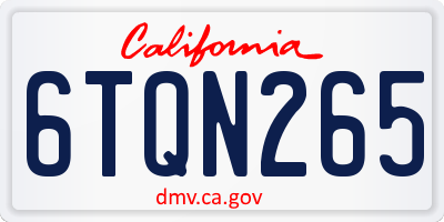 CA license plate 6TQN265