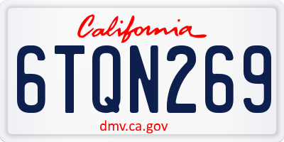 CA license plate 6TQN269