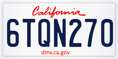 CA license plate 6TQN270