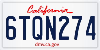 CA license plate 6TQN274