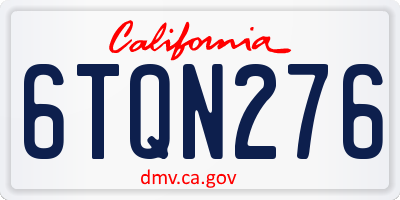 CA license plate 6TQN276