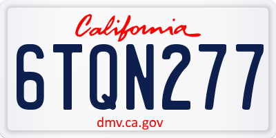 CA license plate 6TQN277