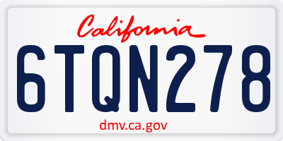 CA license plate 6TQN278