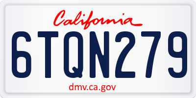 CA license plate 6TQN279