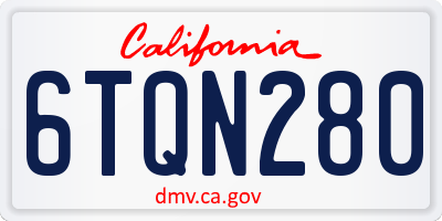 CA license plate 6TQN280