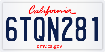 CA license plate 6TQN281