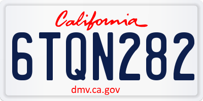 CA license plate 6TQN282