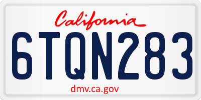 CA license plate 6TQN283