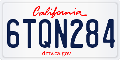 CA license plate 6TQN284