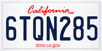 CA license plate 6TQN285