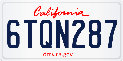 CA license plate 6TQN287