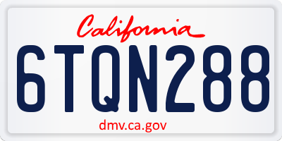 CA license plate 6TQN288