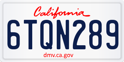 CA license plate 6TQN289